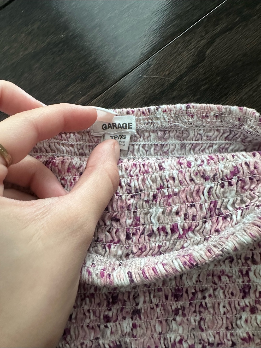 Garage Pink and Purple Floral Smocked Tube top